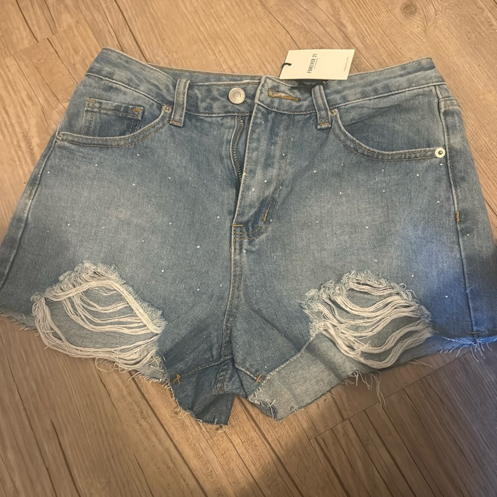 Sparkle denim shorts